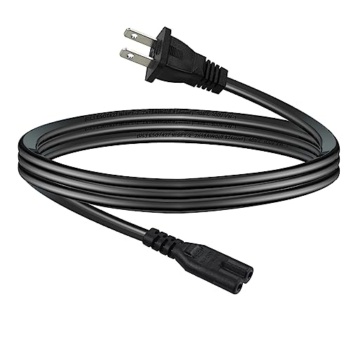 Bluetiango AC 2 Prong C8 Power Cord 5.9(1.8M) ft Standard 2-Slot for TV PS4 PS5 PS3 Game Console, Speaker, HDTV Speaker Monitor Xbox Wall Power Cable Replacement Black