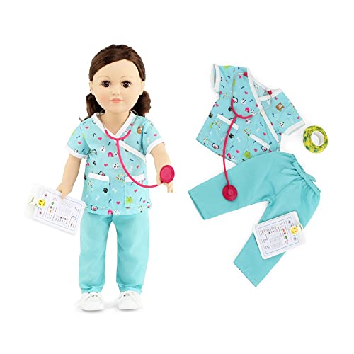 Emily Rose 18 Inch Doll Clothes - 6 PC Doctor Veterinarian Vet Nurse 18' Doll Scrubs & Accessories Set, Including Stethoscope | Mom's Choice Award Winner!