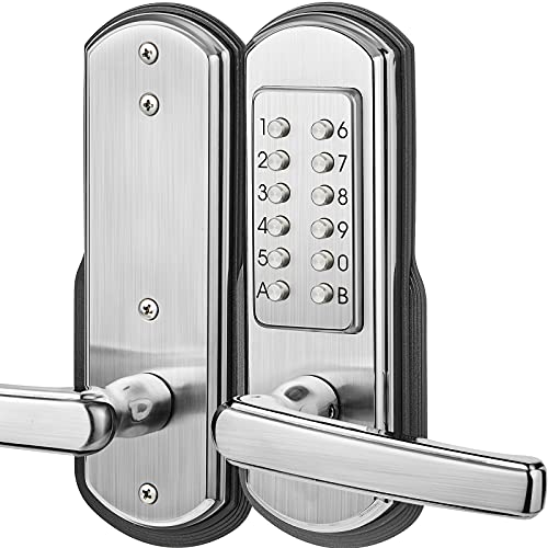 Elemake Keypad Door Lock, Keyless Entry Door Lock Mechanical Lock with Keypad, Combination Door Lock with Handle, Right Handed Door Lever Lock Stainless Steel 304 - NOT a Deadbolt
