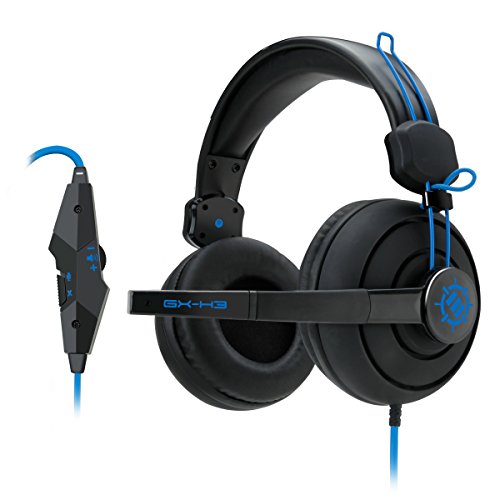 ENHANCE GX-H3 Computer Gaming Headset with Microphone & in-Line Controls - On-Ear Headset Design, Comfortable Headband & 3.5mm AUX for PC Computer, Desktop, Laptop (Blue and Black)