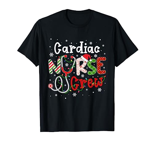 Cardiac Christmas Nurse Crew Funny Nursing Christmas Pattern T-Shirt