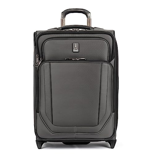 Travelpro Crew Versapack Softside Expandable 2 Wheel Upright-Luggage, External USB Port, 17-Inch-Laptop Pocket, Men and Women, Titanium Grey, Carry-On 21-Inch