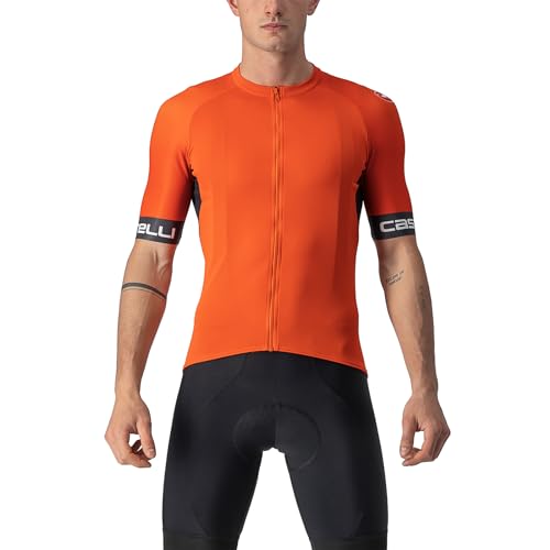 Castelli Men’s Entrata VI Jersey, Quarter Length Sleeve Zip Up Jersey for Aerodynamics, Gravel Biking & Race Cycling - Fiery Red/Dark Gray-Ivory - Large