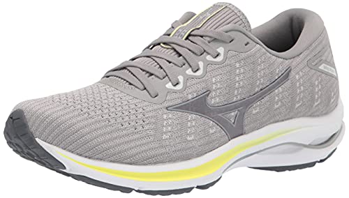 Mizuno Women's Wave Rider 25 WAVEKNIT | neutral Support Running Shoe |Eco Friendly Materials | Waveknit- Harbor Mist/Silver | US 8