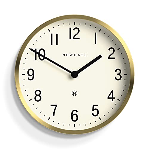 NEWGATE Master Edwards Wall Clock - Metal Clock - Analog Wall Clock - Mid-Century Clock - Kitchen Wall Clocks - Round Wall Clock - Easy to Read - British Design (Brass)