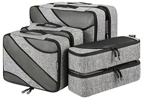 BAGAIL 6 Set Packing Cubes,3 Various Sizes Travel Luggage Packing Organizers(Grey+TPU)