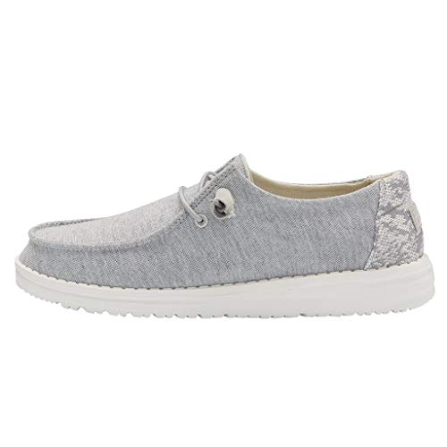 Hey Dude Women's Wendy Stretch Fleece Glacier Gray Size 9 | Women’s Shoes | Women’s Lace Up Loafers | Comfortable & Light-Weight