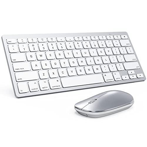 Bluetooth Keyboard and Mouse for Mac, OMOTON Ultra-Slim Mac Keyboard and Mouse Combo, Wireless Keyboard and Mouse for Mac, MacBook Pro/Air, iMac, Mac Mini, Laptop and PC (Silver)