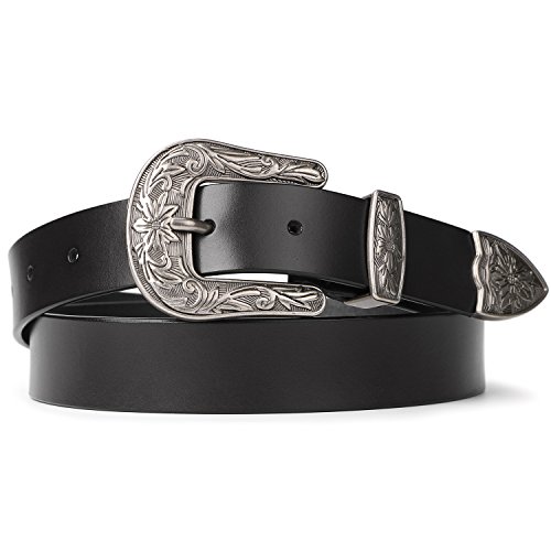 SUOSDEY Western Designer Belts for Women, Women's Black Leather Belts for Jeans