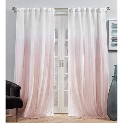 Exclusive Home Crescendo Lined Room Darkening Blackout Hidden Tab Curtain Panel Pair, 52'x84', Blush, Set of 2