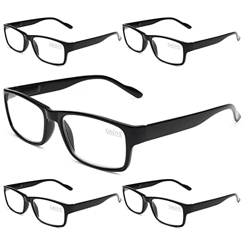 Gaoye 5 Pack Reading Glasses Men, Blue Light Blocking Readers, Mens Prescription glasses, 1.5