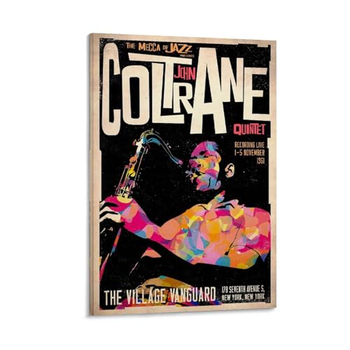 QMena John Coltrane Vintage Jazz Concert Retro Posters High Definition Printed Posters And Canvas Printed Wall Art Posters Are Used for Room Decor 16x24inch(40x60cm) Frame-style