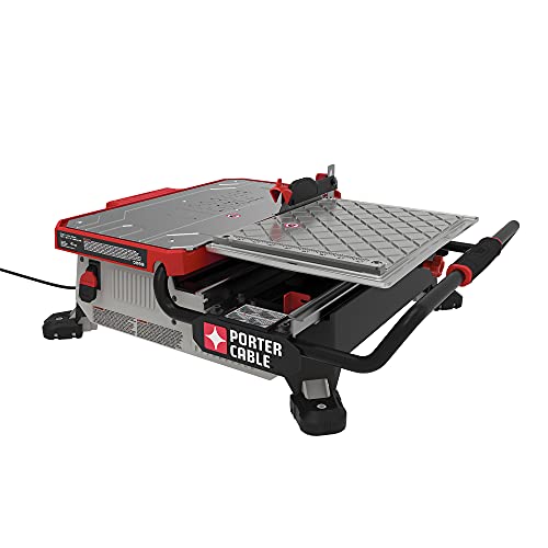 PORTER-CABLE Tile Cutter, Tile Saw, For Remodelers and DIYers, 2,850 RPM, Stainless Steel Deck, Water and Debris Resistant (PCE980)