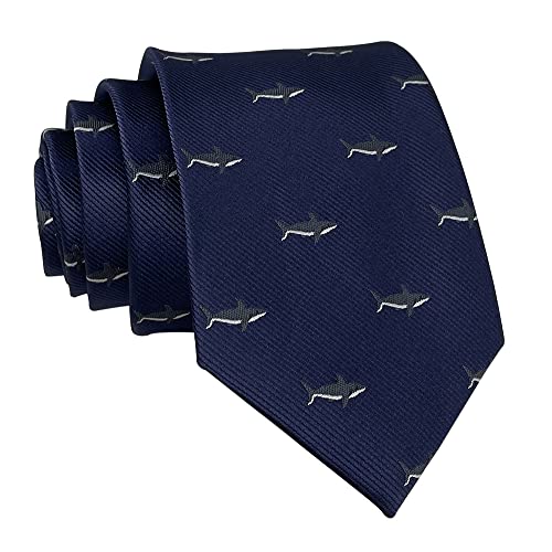 Kebocis Mens Tie Microfiber Polyester Ties for Men, 3 Inches, Shark