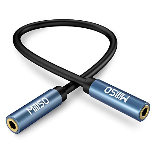 MillSO 1/8' 3.5mm Female to Female Adapter Cable TRS Premium Stereo Gold-Plated Audio AUX Cord Connectors for Headphones, Car Stereo, or Home HiFi Stereo Sound System - 15cm/6inch