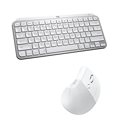 Logitech MX Keys Mini Keyboard for Mac and Lift Vertical Ergonomic Mouse for Mac Combo - Wireless, Bluetooth, Backlit Keys, Quiet, macOS/iPadOS/MacBook/iMac/iPad - Pale Grey
