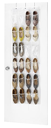 Whitmor Door Shoe Bag Hanging Organizer-12 Pair-24 Oversized Pockets, 1 Organizer, Clear