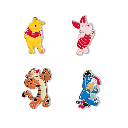 Pooh Enamel Lapel Pins 4pcs Pooh Eeyore Tigger Charm Gifts Cartoon Jewelry for Kids Girls(PIN-pooh)