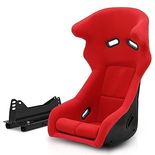 MoNiBloom 40-Inch Universal Bucket Style Simulator Racing Seat with Adjustable Double Sliders Red