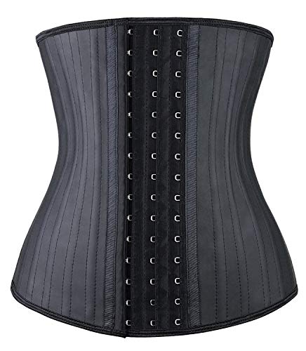 YIANNA Waist Trainer for Women Tummy Control Underbust 25 Steel Boned Sports Fitness Workout Hourglass Body Shaper, (Black, 2XL)