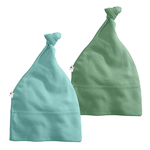 Babysoy Modern Knot Beanie Hat Pack of 2 (0-6 Months, Dragon + Harbor)