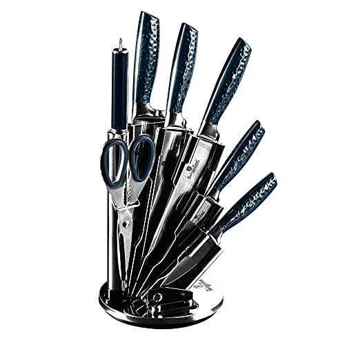 8-piece Knife Set With Acrylic Stand Aquamarine Collection Stainless Steel 8 Piece Ergo Handles