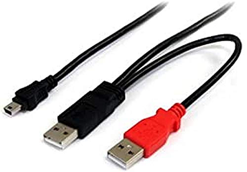 StarTech.com 3 ft USB Y Cable for External Hard Drive - USB A to Mini B - USB Cable - USB (M) to Mini-USB Type B (M) - USB 2.0 - Black (USB2HABMY3)
