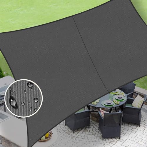 LOVE STORY Waterproof 10'x13' Triangle Dark Grey Sun Shade Sail Cannoy UV Resistant for Outdoor Patio Garden Backyard