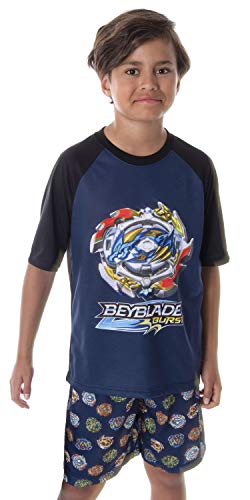 INTIMO Beyblade Burst Boys' Spinner Tops 2 Piece Shorts And T-Shirt Sleepwear Kids Pajama Set (MD, 8)