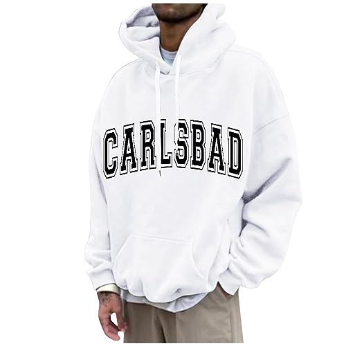 SUERGHWAX Hoodies For Men,New York Print Hoodies Casual Long Sleeve Sweatshirts Plus Size Loose Fit Pullover,Pink Sweatsuit Custom Hoodies Trendy Hoodies Black Hoodies Men(White,5X-Large)