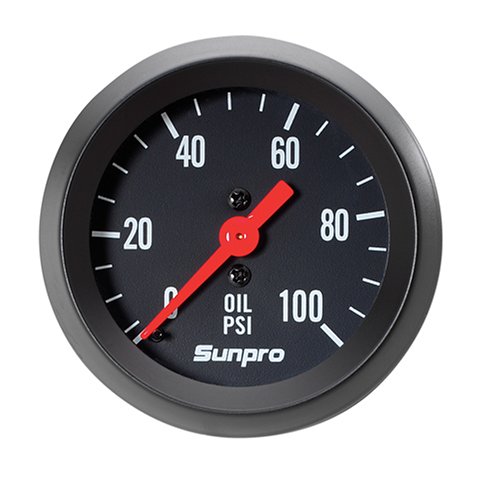 Sunpro CP8216 StyleLine Mechanical Oil Pressure Gauge - Black Dial