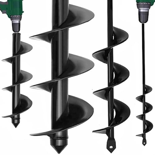 TCBWFY Garden Auger Drill Bit for Planting 3.5'x16'and 1.6'x16.5'Auger Drill Bit Plant Flower Bulb Auger Spiral Hole Drill Earth Post Umbrella Bulb Planter Auger for 3/8'Hex Drive Drill