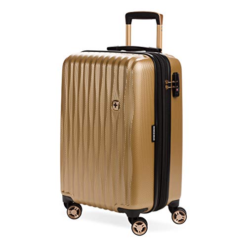 SwissGear 7272 Energie Expandable Hardside Luggage with Spinner Wheels and TSA Lock, Gold, Carry-On 19-Inch