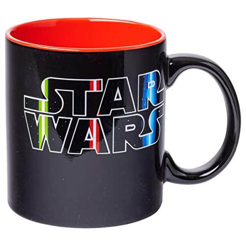 Silver Buffalo Star Wars Lightsaber Logo Heat Reveal Ceramic Coffee Mug, 20-Ounces