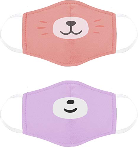 Cubcoats Kids Face Mask 2 Pack, Breathable & Comfortable Masks for Kids, Reusable and Washable, Face Masks for School and Everyday Use, Kali the Kitty & Bori the Bear Mask