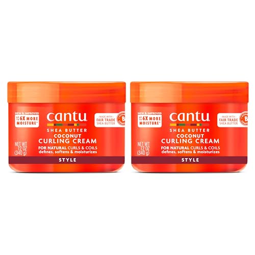 Cantu Coconut Curling Cream for Natural Hair with Pure Shea Butter, 12 oz (Pack of 2) (Packaging May Vary)