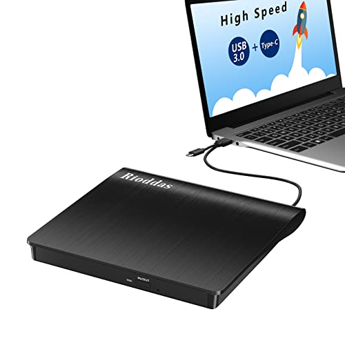Disk Duplicator External DVD Drive USB 3.0 Type C Portable CD DVD +/-RW Optical Drive Player DVD/CD ROM Burner Reader Writer Compatible with Laptop Desktop PC Windows Linux OS Apple Mac MacBook