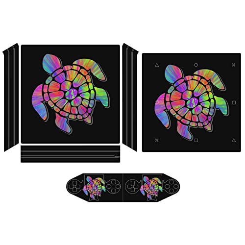 Sea Turtle Tye-Dye Sticker Skin for PS-4 Slim Console and Controller Full Wrap Skin Protector Cover Compatible with PS-4 Pro
