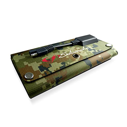 Schumacher SP-600 Foldable Camo Solar Charger - 6-Watt - for Camping, Backpacking, Charging Smartphones and Tablets , Black