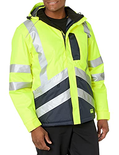 Caterpillar Men's Waterproof Jacket, Hi/Gh/Gh/Gh/Vis Yellow/Navy, 2XL