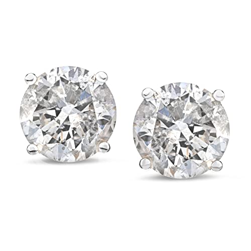 Amazon Collection Certified 14k White Gold Diamond with Screw Back and Post Stud Earrings (1 cttw, J-K Color, I1-I2 Clarity)