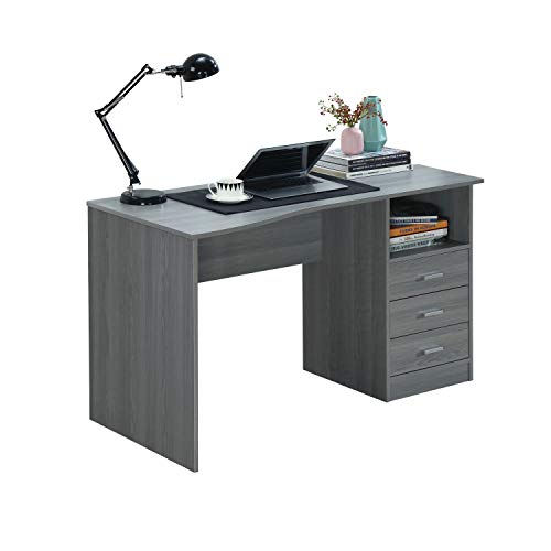 Techni Mobili RTA-8404-GRY Classic Computer Desk with Multiple Drawers, 51.2' W x 23.6' D x 29.5' H, Grey