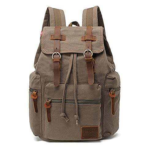 AUGUR High Capacity Canvas Vintage Backpack - for School College Hiking Travel 12-17' Laptop