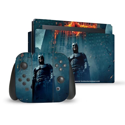 Head Case Designs Officially Licensed The Dark Knight Batman Poster Key Art Vinyl Sticker Gaming Skin Decal Cover Compatible with Nintendo Switch Console & Dock & Joy-Con Controller Bundle