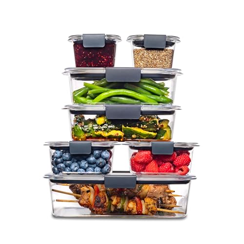Rubbermaid Brilliance BPA Free Food Storage Containers with Lids, Airtight, for Lunch, Meal Prep, and Leftovers, Set of 7