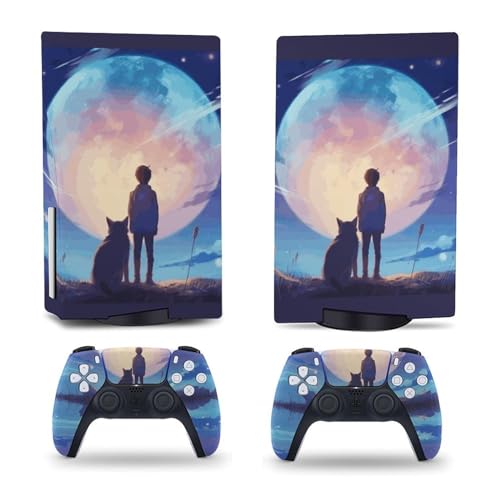 PS5 Skin Boy and Dog Console and Controller Vinyl Cover Sticker Full Set for Playstation 5 Skins Protectors Disc Edition