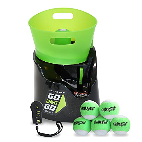 Hyper Pet GoDogGo Fetch Machine Dog Ball Launcher & Automatic Ball Launcher for Dogs With Five 2.5' Balls for Dogs 20-60 Pounds