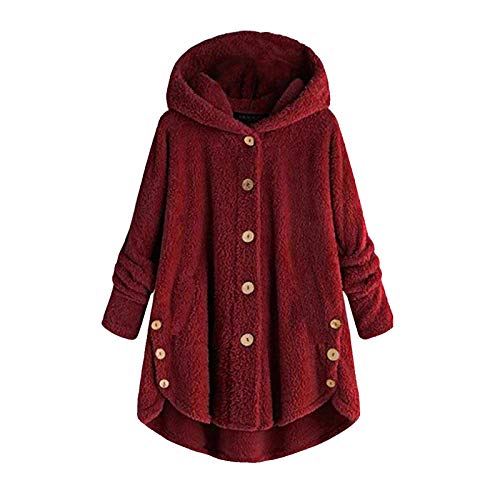 prime amazon deals Winter Coats for Women Winter Fluffy Fleece Oversized Sherpa Fur Coat with Hood Fuzzy Sweater Plush Sweatshirt fleece jacket women with hood Wine 3X