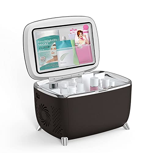 Living Enrichment Mini Fridge, Skincare Fridge Cooler 6L Capacity, Small Refrigerator great choice for Gift, Perfect for Skincare Beauty and Food Drinks, Special color (Black with little Brown)
