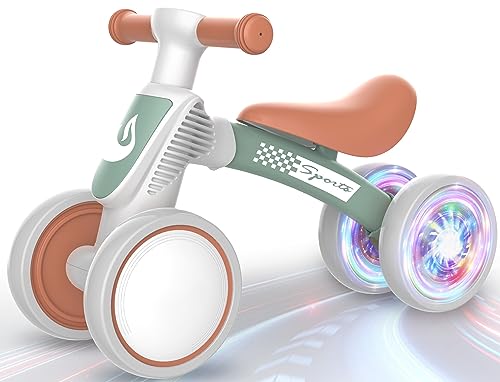 Colorful Lighting Baby Balance Bike Toys for 1 Year Old Boy Girl Gifts, 10-36 Month Toddler Balance Bike, No Pedal 4 Silence Wheels & Soft Seat First Bike, One Year Old Boy Girl Birthday Gifts.